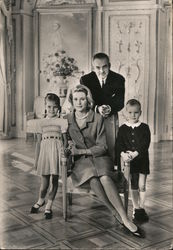 Prince Rainier III, Princess Grace, Prince Albert, Princess Caroline Postcard