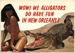 Bettie Page We Alligators do have Fun in New Orleans! Postcard