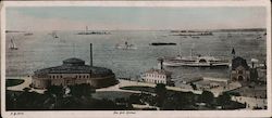 Bird's Eye View of New York Habour Panorama Postcard