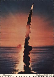 Minuteman III - Sunset launch of the rocket Vandenberg AFB, CA Space & Rockets Postcard Postcard Postcard