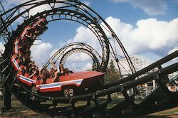 Corkscrew Roller Coaster at Geauga Lake Postcard