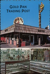 Gold Pan Trading Post and Lobby of Fairbanks Inn Postcard