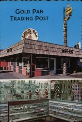 Gold Pan Trading Post and Lobby of Fairbanks Inn Postcard
