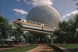 Future World, Monorail and Spaceship Earth, Epcot Center Postcard