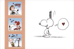 Snoopy (Peanuts) kissing humor card (Valentine's Day?) Postcard