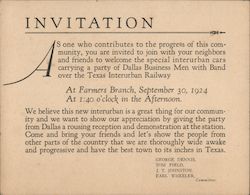 Invitation to party for the Texas Interurban Railway Ephemera