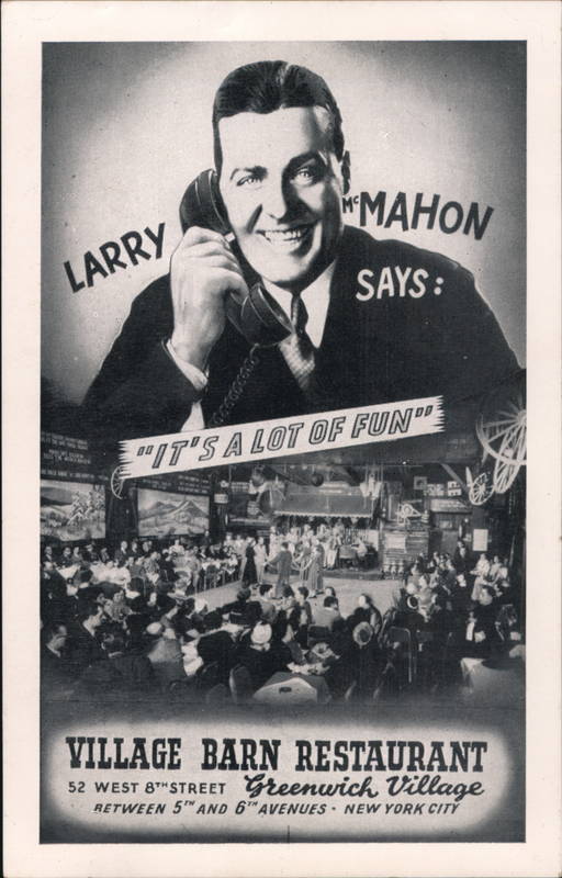 Larry McMahon at the Village Barn Restaurant in Greenwich Village New York