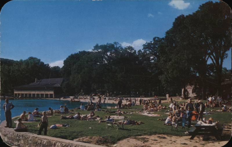 Beach Scene at Devil's Lake, Wisconsin State Park Baraboo, WI Postcard