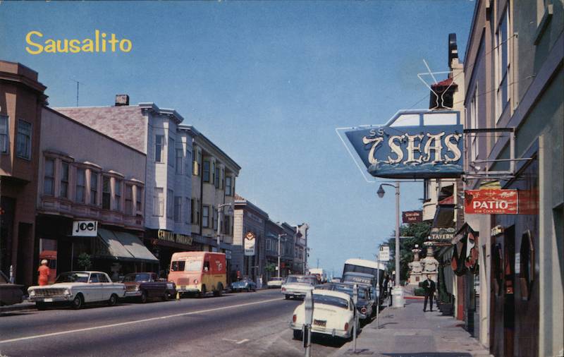 Looking Along Bridgeway Street Sausalito California