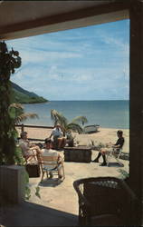 People on the Beach at the Pasangrahan Guesthouse Postcard