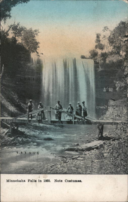 Minnehaha Falls in 1860 Minneapolis, MN Postcard