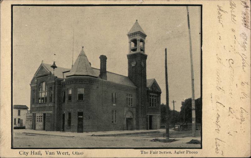City Hall Van Wert, OH Agler Photo Postcard