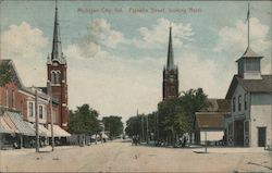 Franklin Street, looking North Michigan City, IN Postcard Postcard Postcard