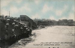 Falling of C.H. & D. R.R. Bridge, Flood Postcard