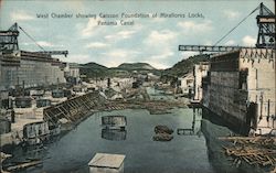West Chamber Showing Caisson Foundation of Miraflores Locks, Panama Canal Postcard