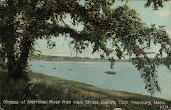 Glimpse of Merrimac River from Main Street, Looking East Amesbury, MA Postcard Postcard Postcard