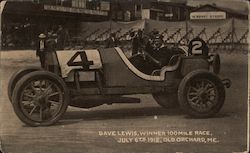 Dave Lewis, Winner 100 Mile Race, July 6th 1912 Postcard