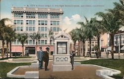 Plaza and U.S. Weather Bureau Kiosk Postcard