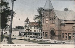 Woods Library and Hotel Low Postcard