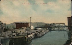 Locks, Barge Canal Whitehall, NY Postcard Postcard Postcard