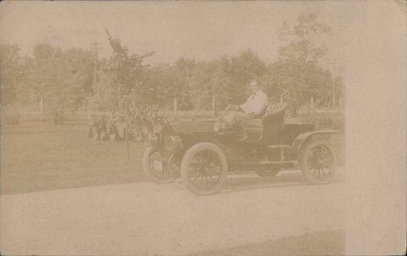 Man Driving Early Touring Car Elmhurst Illinois Cars