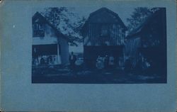 4 People Posing in Front of a Barn and A Farm House Postcard