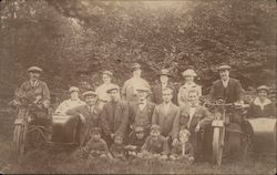 Large Group with Motorcycles, Women in Sidecars Postcard