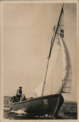 Man Alone on a Sailboat Sailboats Postcard Postcard Postcard