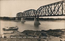 R.R. Bridge "Ferry over Missouri River" Postcard