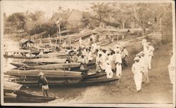 People by Canoes on a River Canoes & Rowboats Postcard Postcard Postcard