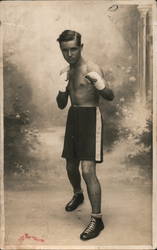 Boxer Posing with Taped Hands Postcard