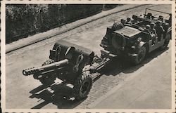 Military Vehicle Pulling Howitzer Canon, 1957 Postcard