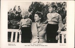 Queen Elizabeth II with Prince Charles and Princess Anne Postcard