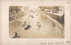 Canoes On The Water at Belle Isle Detroit, MI Postcard Postcard Postcard