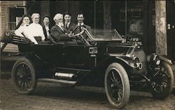 Group in Overland Touring Car 1912-1913 Postcard