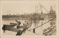 Construction Work on a Canal Postcard