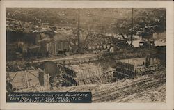 Excavation and Forms for Concrete Lock Wall at New York State Barge Canal Postcard