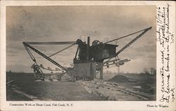 Construction Work on Barge Canal Postcard