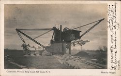 Construction Work on Barge Canal Postcard