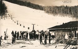 Skiers at a T-Bar Lift Stowe, VT Postcard Postcard Postcard