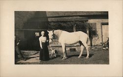 Woman with Horse and Dog Postcard