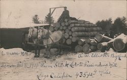 A.W. Elliot's Big Load Horse-Drawn Logging Weare, NH Postcard Postcard Postcard