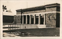 Exterior View of Municipal Swimming Pool Building Postcard