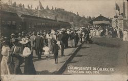 Excursionists in Colfax - Admission Day 1907 Postcard