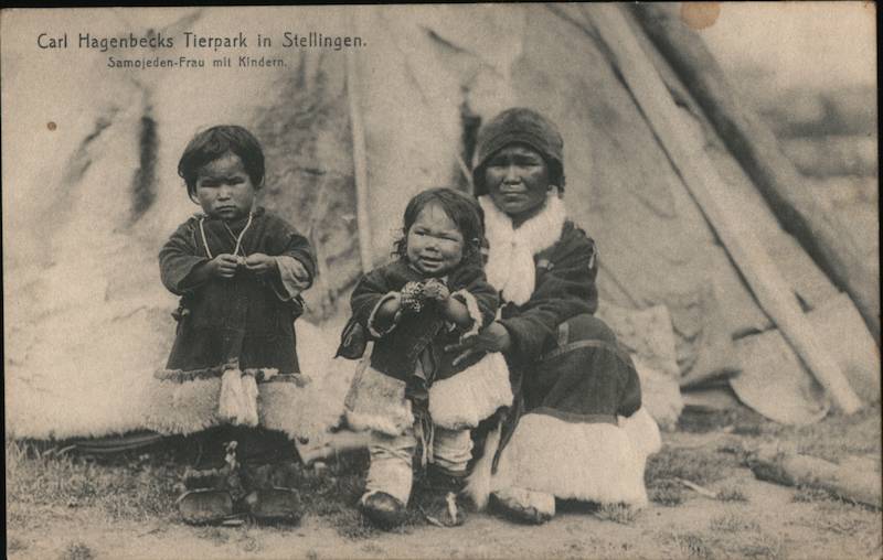 Human Zoo Samoyed Woman With Children, Carl Hagenbeck's Tierpark Stellingen-Hamburg Germany