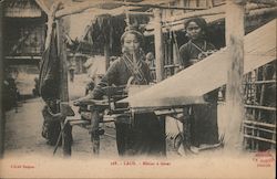 Women with Loom Laos Southeast Asia Postcard Postcard Postcard