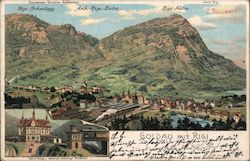 Goldau with Rigi Mountain Range and Rigi Railway Postcard