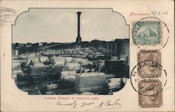 Arab Cemetery With Pompée's Pillar Alexandria, Egypt Africa Postcard Postcard Postcard