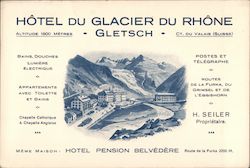 Hotel Glacier du Rhone Gletsch, Switzerland Postcard Postcard Postcard