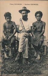 Frere Georges avec due l'Indigenes Postcard